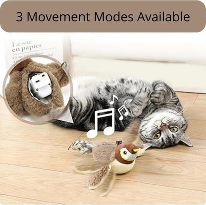 Interactive Chirping Bird Cat Toy, 2025 New Flying Interactive Flapping Chirping Bird Cat Toy, Flapping Bird Cat Toy for Indoor Bored Cats, Flapping Bird Cat Toy