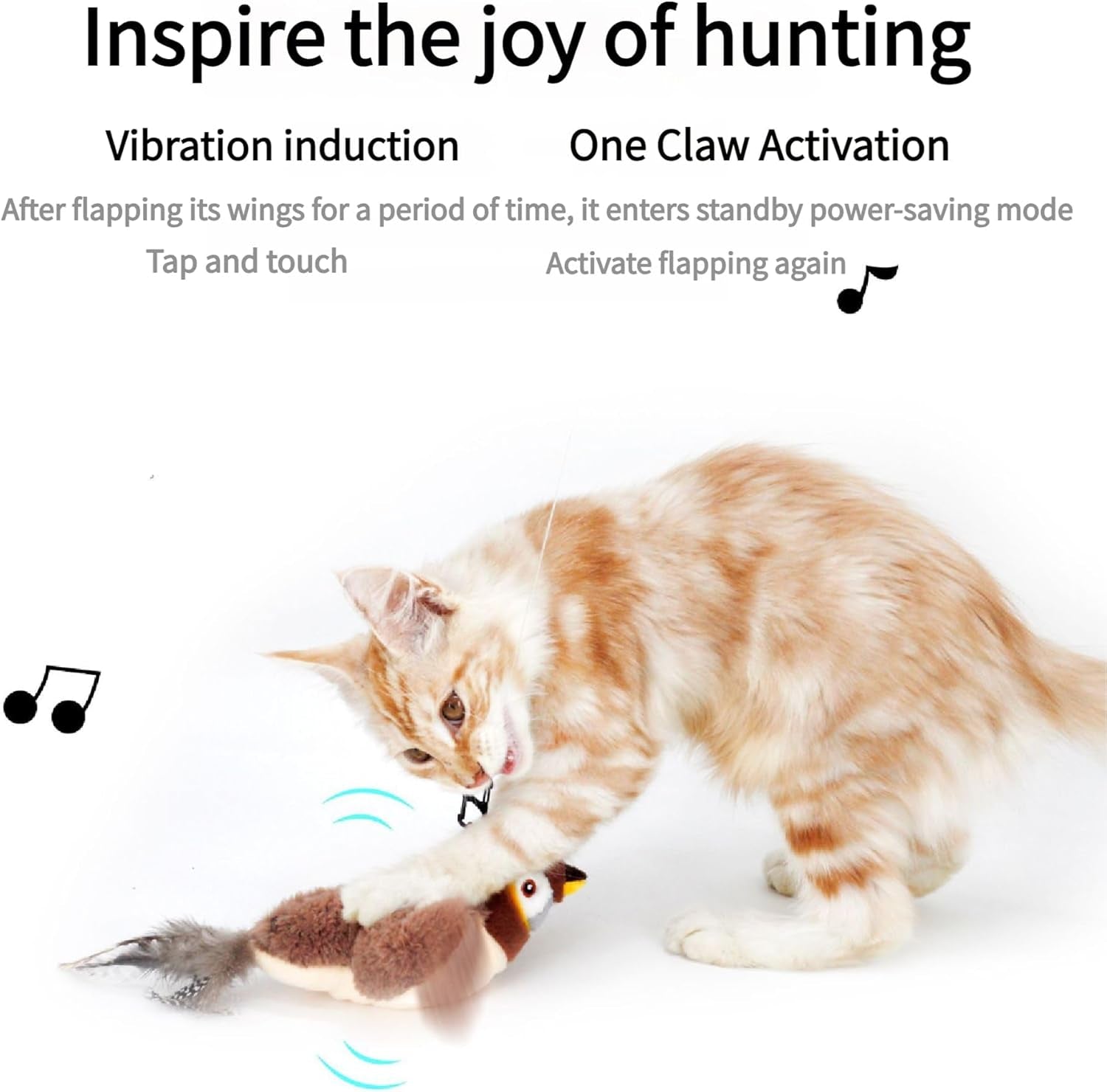Interactive Chirping Bird Cat Toy, 2025 New Flying Interactive Flapping Chirping Bird Cat Toy, Flapping Bird Cat Toy for Indoor Bored Cats, Flapping Bird Cat Toy