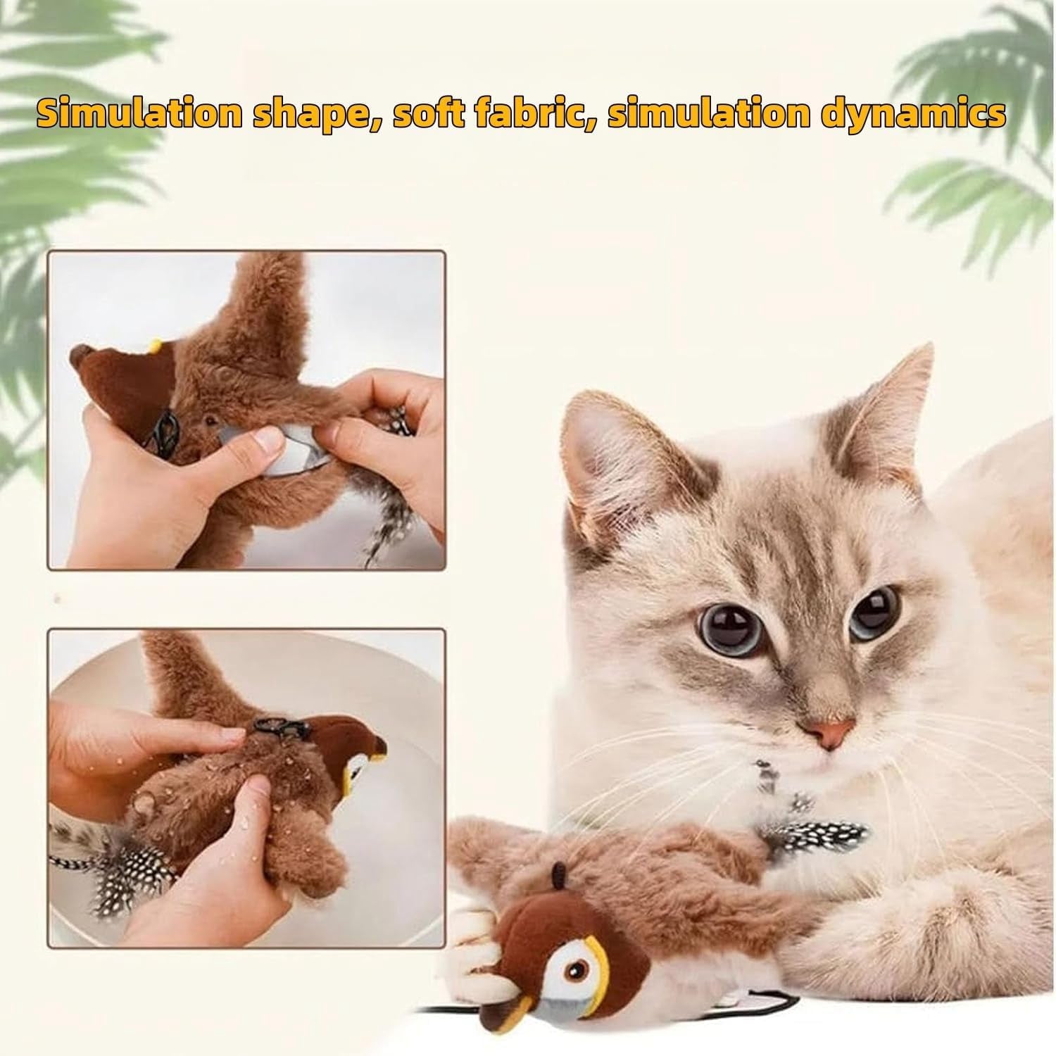 Interactive Chirping Bird Cat Toy, 2025 New Flying Interactive Flapping Chirping Bird Cat Toy, Flapping Bird Cat Toy for Indoor Bored Cats, Flapping Bird Cat Toy
