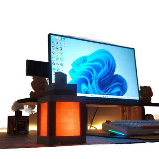 USB-C Rechargeable Mine Brownstone Torch Lamp Gaming Themed Multi-Color LED Night Light Desktop & Wall Mount Remote Control Gift